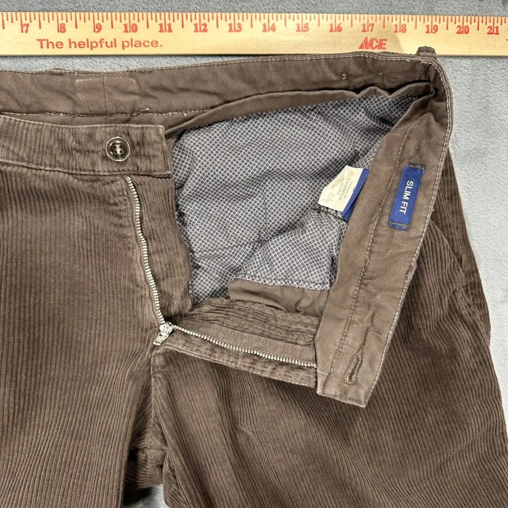 Eredi Pisano Roma Mens Brown Corduroy Slim Fit Pants Taglia 54 Made in Italy